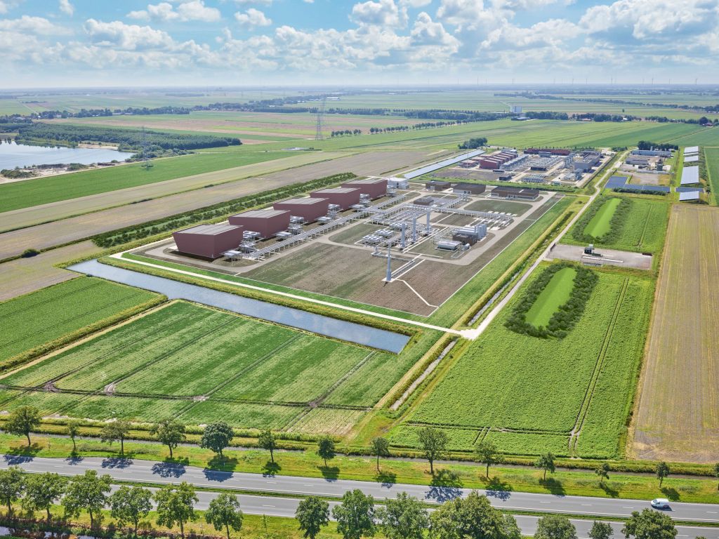 Aerial view of a planned hydrogen plant.
